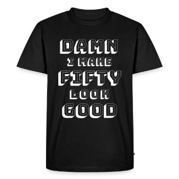 50th birthday - Men's Premium Organic T-Shirt - black - Front - Nico (187cm)