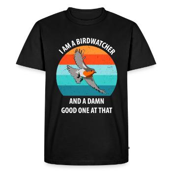 Observation des oiseaux Observation des oiseaux Observation des oiseaux - T-shirt Premium bio Homme - noir - Devant - Nico (187cm)