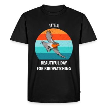 Observation des oiseaux Observation des oiseaux Observation des oiseaux - T-shirt Premium bio Homme - noir - Devant - Nico (187cm)