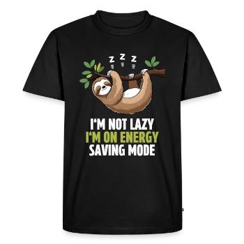 Lazy? No, power saving mode! - Men's Premium Organic T-Shirt - black - Front - Nico (187cm)