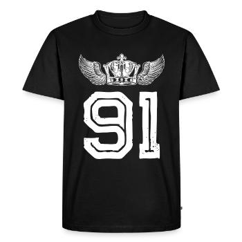 91 Couronne numérique - T-shirt Premium bio Homme - noir - Devant - Nico (187cm)