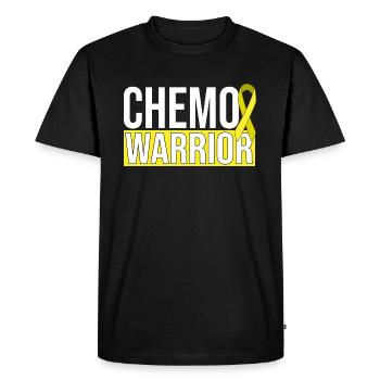 Chemo Warrior - Yellow Ribbon - Men's Premium Organic T-Shirt - black - Front - Nico (187cm)