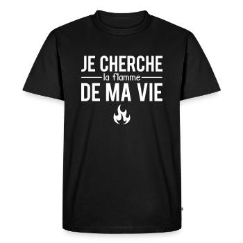 Je cherche la flamme de ma vie couple humour - T-shirt Premium bio Homme - noir - Devant - Nico (187cm)
