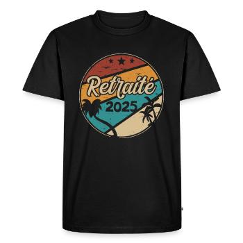 Retraité 2025 Humour Retraite Vintage Original - T-shirt Premium bio Homme - noir - Devant - Nico (187cm)