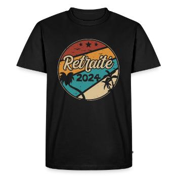 Retraité 2024 Humour Retraite Vintage Original - T-shirt Premium bio Homme - noir - Devant - Nico (187cm)
