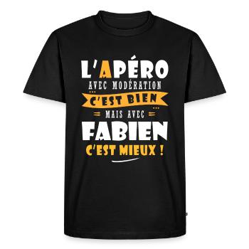 Fabien Apero Humour personnalisé fabien - T-shirt Premium bio Homme - noir - Devant - Nico (187cm)