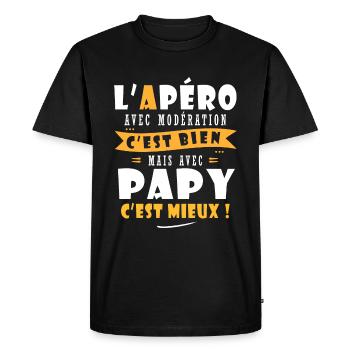 Papy Cadeau Humour papy cadeau papi papy - T-shirt Premium bio Homme - noir - Devant - Nico (187cm)
