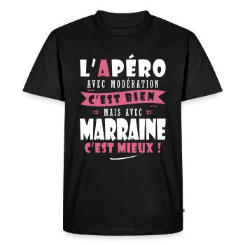 Marraine Cadeau Humour cadeau tatie soeur tata - T-shirt Premium bio Homme - noir - Devant - Nico (187cm)