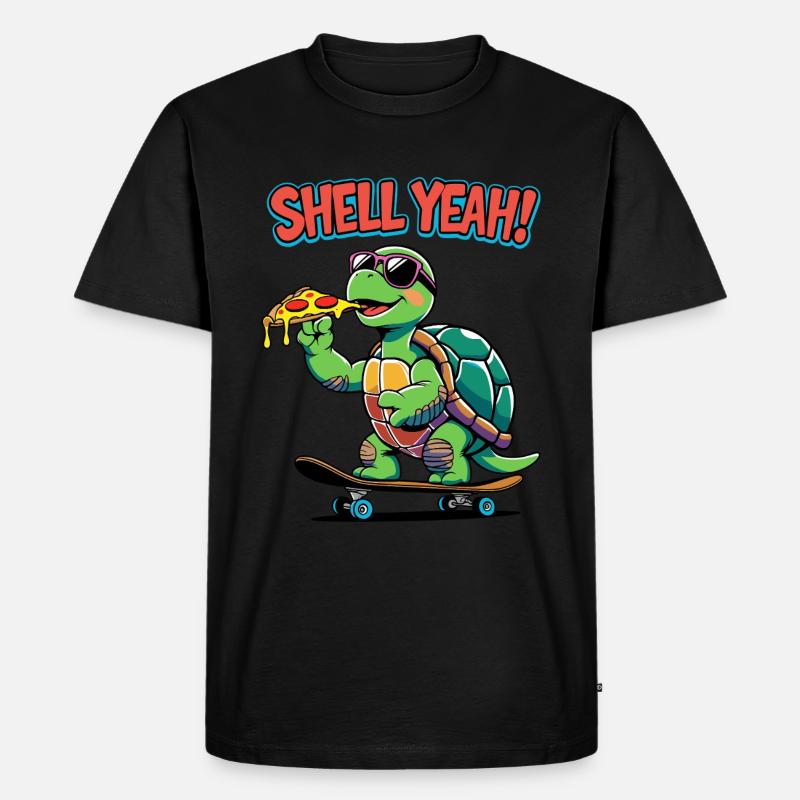 Cooles Schildkröten-Design - Shell Yeah! - Männer Premium Bio T-Shirt - Schwarz