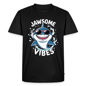 Jawsome Vibes - Cool Shark with Sunglasses - Men's Premium Organic T-Shirt - black - Front - Nico (187cm)