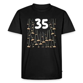 35 Balais Cadeau d'Anniversaire Humour Papa Maman - T-shirt Premium bio Homme - noir - Devant - Nico (187cm)