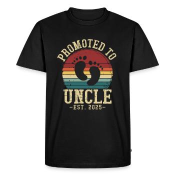 Promoted to uncle set for 2025 - Men's Premium Organic T-Shirt - black - Front - Nico (187cm)