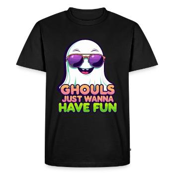 Funny Halloween ghost design with sunglasses - Men's Premium Organic T-Shirt - black - Front - Nico (187cm)