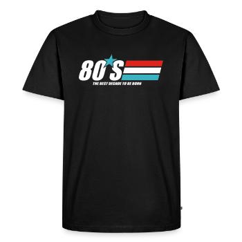 80s Decade Graphic - Men's Premium Organic T-Shirt - black - Front - Nico (187cm)