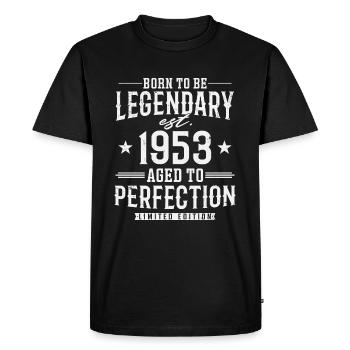 Legendär seit Jahrgang 1953 - Männer Premium Bio T-Shirt - Schwarz - Vorne - Nico (187cm)