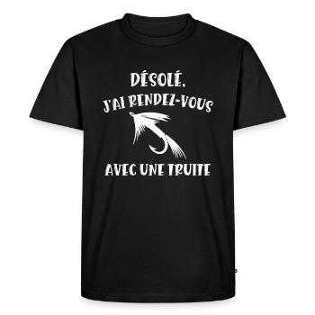 rendez-vous avec une truite - T-shirt Premium bio Homme - noir - Devant - Nico (187cm)