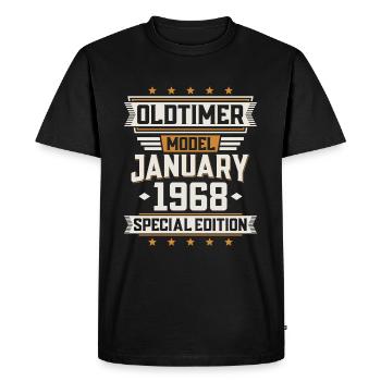 January Year 1968 Year of construction Oldtimer Birthday - Men's Premium Organic T-Shirt - black - Front - Nico (187cm)