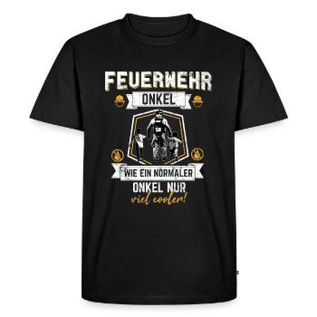 onkel feuerwehr geschenk - Männer Premium Bio T-Shirt - Schwarz - Vorne - Nico (187cm)