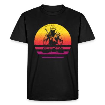 Ninja Retro Style Vintage - Men's Premium Organic T-Shirt - black - Front - Nico (187cm)