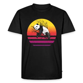 Panda Retro Style Vintage - Men's Premium Organic T-Shirt - black - Front - Nico (187cm)