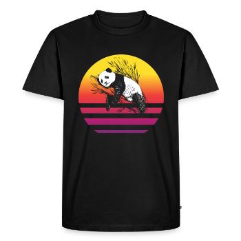 Panda Retro Style Vintage - Men's Premium Organic T-Shirt - black - Front - Nico (187cm)