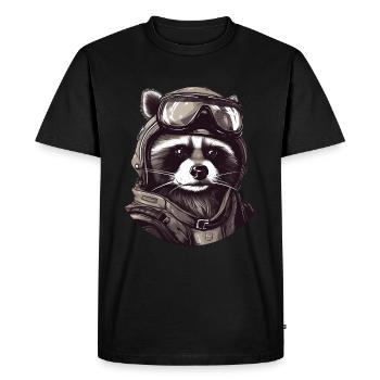 Pilote de raton laveur - T-shirt Premium bio Homme - noir - Devant - Nico (187cm)