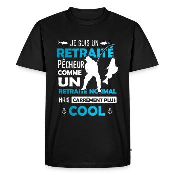 Retraite Pêche / Retraité Pêcheur - T-shirt Premium bio Homme - noir - Devant - Nico (187cm)