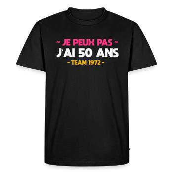 Je peux pas j'ai 50 ans - Surprise anniversaire - T-shirt Premium bio Homme - noir - Devant - Nico (187cm)