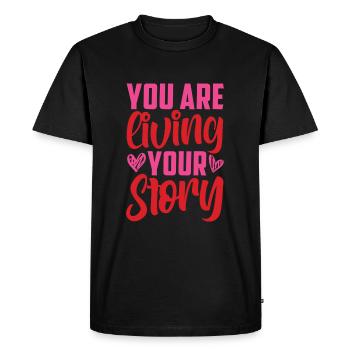 Vous vivez votre histoire - T-shirt Premium bio Homme - noir - Devant - Nico (187cm)
