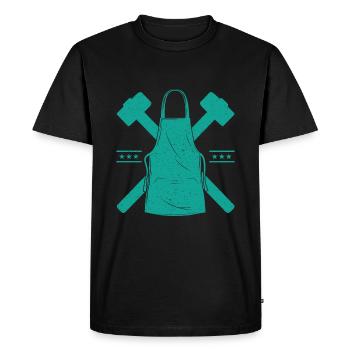 Tablier de forgeron et cadeau Hammer Smith - T-shirt Premium bio Homme - noir - Devant - Nico (187cm)