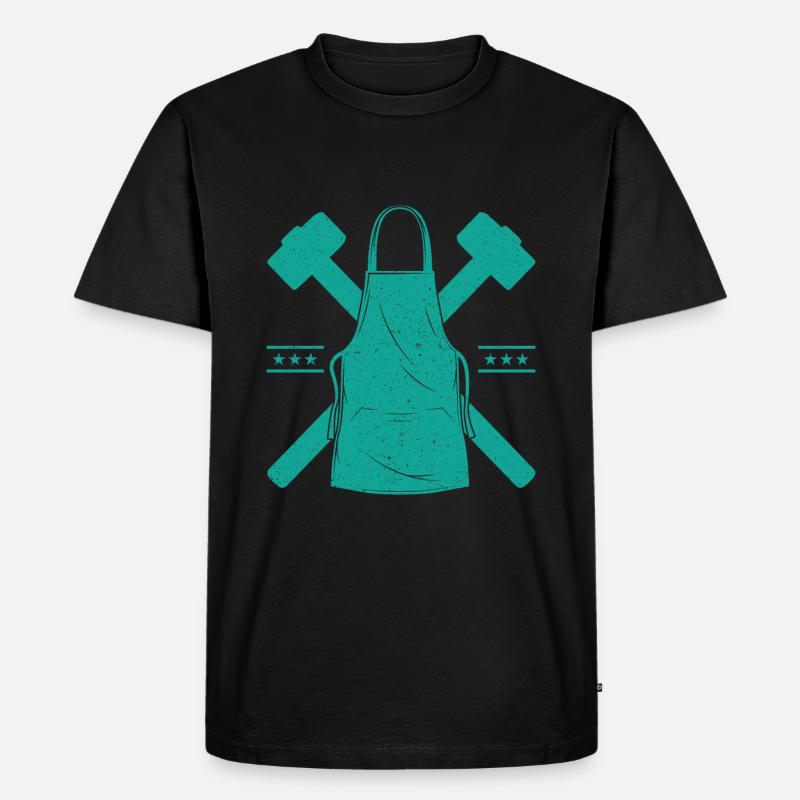 Blacksmith Apron & Hammer Smith Gift - Männer Premium Bio T-Shirt - Schwarz