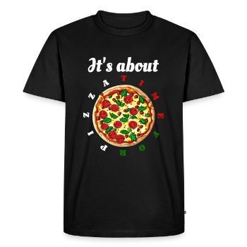 High time for pizza - watch - delicious salami pizza - Men's Premium Organic T-Shirt - black - Front - Nico (187cm)