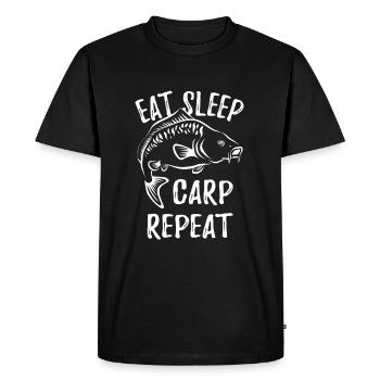 Manger Sleep Carp Répéter - Dicton de carpe de pêcheur - T-shirt Premium bio Homme - noir - Devant - Nico (187cm)