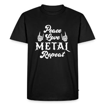 Peace Love Metal Repeat - Music - Saying - Men's Premium Organic T-Shirt - black - Front - Nico (187cm)