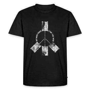 Nous voulons que la paix arrête la guerre - Panzer - Frieden - T-shirt Premium bio Homme - noir - Devant - Nico (187cm)