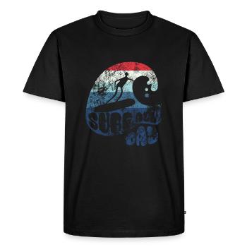 Surf toute la journée - Vague - Surfeur - Cadeau - T-shirt Premium bio Homme - noir - Devant - Nico (187cm)