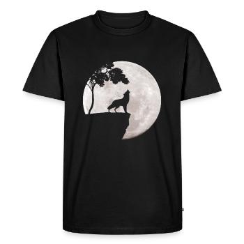 Full Moon - Night - Wolf Silhouette - Men's Premium Organic T-Shirt - black - Front - Nico (187cm)