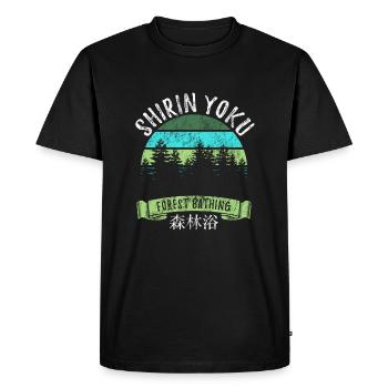 Shinrin yoku - Baignade en forêt - Méditation en forêt - T-shirt Premium bio Homme - noir - Devant - Nico (187cm)