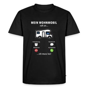 Mein Wohnmobil ruft an - ich muss los - Spruch - Männer Premium Bio T-Shirt - Schwarz - Vorne - Nico (187cm)