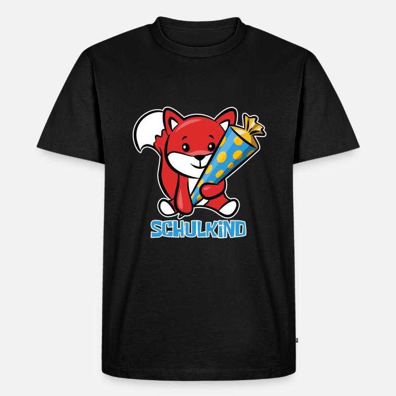 Fuchs Schulanfang Schulkind - Männer Premium Bio T-Shirt - Schwarz