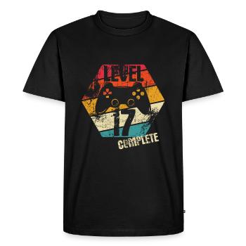 Level 17 Complete - Gamer - Birthday - Gift - Men's Premium Organic T-Shirt - black - Front - Nico (187cm)