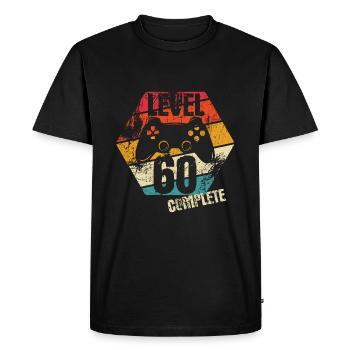 Niveau 60 complet - Joueur - Anniversaire - Cadeau - T-shirt Premium bio Homme - noir - Devant - Nico (187cm)
