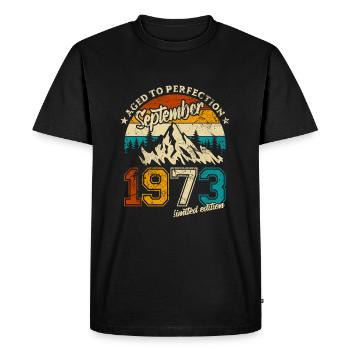 Édition limitée Septembre 1973 Cadeau d’anniversaire - T-shirt Premium bio Homme - noir - Devant - Nico (187cm)