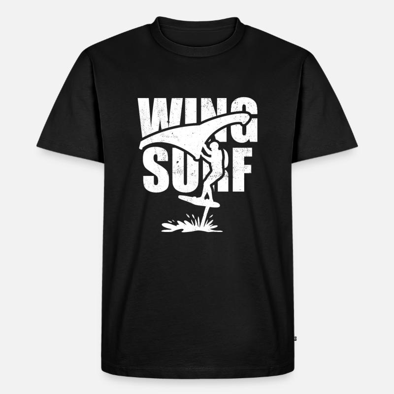 Wing Surfer mit Foil Board - Männer Premium Bio T-Shirt - Schwarz