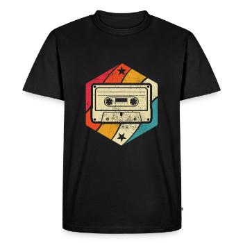 Cassette - Mixtape Audio Cassette Magnétique rétro - T-shirt Premium bio Homme - noir - Devant - Nico (187cm)