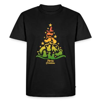 Miaou Noël - chat - cadeau de sapin de Noël - T-shirt Premium bio Homme - noir - Devant - Nico (187cm)