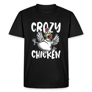 Crazy Chicken, Funny Chicken Cartoon - Men's Premium Organic T-Shirt - black - Front - Nico (187cm)