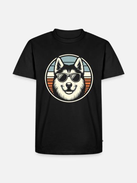 Husky Hund - Männer Premium Bio T-Shirt - Schwarz