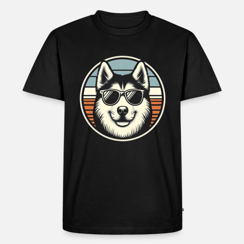 Husky Hund - Männer Premium Bio T-Shirt - Schwarz
