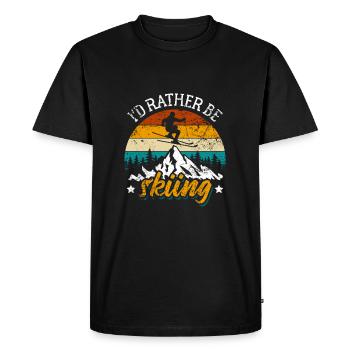 Je préfère skier - Ski, Après-ski, Sports d'hiver - T-shirt Premium bio Homme - noir - Devant - Nico (187cm)